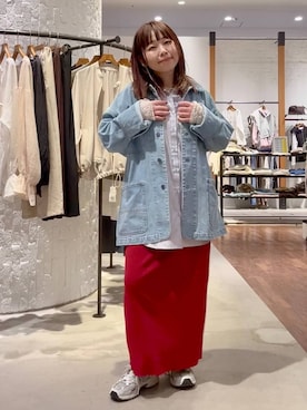 「アイテム（マタニティウェア/グッズ、ブルー系）」を使った、minkey0309さん（レディース・154cm）の春コーディネート