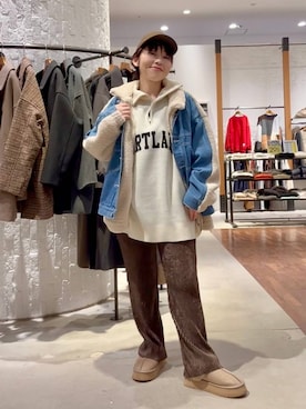 「アイテム（デニムジャケット）」を使った、minkey0309さん（レディース・154cm）の秋コーディネート