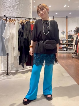 「LEPSIM（レプシィム）の3連ボールネックレス　287544（ネックレス、シルバー系）」を使った、minkey0309さん（レディース・154cm）の夏コーディネート