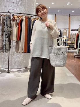 「LEPSIM（レプシィム）のステンレス3WAYロングネックレス　603709（ネックレス、シルバー系）」を使った、minkey0309さん（レディース・154cm）の春コーディネート