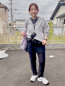 「LEPSIM（レプシィム）のBIGカラーショルダートート　1043478（トートバッグ、パープル系）」を使った、minkey0309さん（レディース・154cm）の夏コーディネート