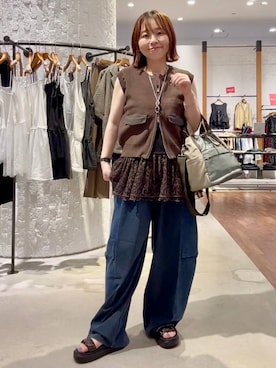 「LEPSIM（レプシィム）のデニムドッキングパンツ　1023674（デニムパンツ、ブルー系）」を使った、minkey0309さん（レディース・154cm）の夏コーディネート