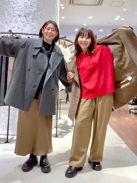 「LEPSIM（レプシィム）のストレッチサテンスカート　497324（スカート）」を使った、minkey0309さん（レディース・154cm）の秋コーディネート