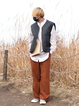 「green label relaxing（グリーンレーベルリラクシング）の【WEB限定】＜GLR/ -or（ジーエルアール オア）＞キルティング ベスト -ユニセックス-（ベスト）」を使った、やーこん🦊︎︎︎︎︎︎︎︎︎︎︎︎☑︎さん（メンズ・172cm）の秋コーディネート