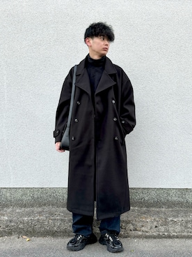 「大学生」｜「アイテム（トレンチコート）」を使った、やーこん🦊︎︎︎︎︎︎︎︎︎︎︎︎☑︎さん（メンズ・172cm）の冬コーディネート