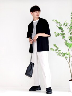 「URBAN RESEARCH Sonny Label（アーバンリサーチサニーレーベル）の『吸水速乾』『セットアップ対応』クイックドライワイドTシャツ（Tシャツ/カットソー）」を使った、やーこん🦊︎︎︎︎︎︎︎︎︎︎︎︎☑︎さん（メンズ・172cm）の夏コーディネート