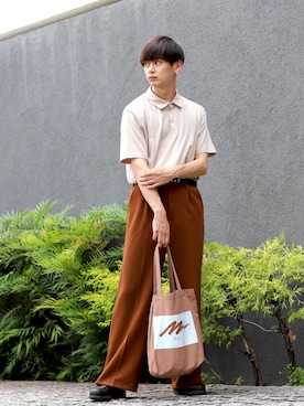 「URBAN RESEARCH ROSSO MEN（アーバンリサーチロッソメン）の『XLサイズあり』『抗菌/防臭』ハイパフォーマンスコットン天竺ポロシャツ（ポロシャツ）」を使った、やーこん🦊︎︎︎︎︎︎︎︎︎︎︎︎☑︎さん（メンズ・172cm）の夏コーディネート