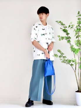 「URBAN RESEARCH Sonny Label（アーバンリサーチサニーレーベル）の『吸水速乾』セオαグラフィック半袖シャツ（シャツ/ブラウス）」を使った、やーこん🦊︎︎︎︎︎︎︎︎︎︎︎︎☑︎さん（メンズ・172cm）の夏コーディネート