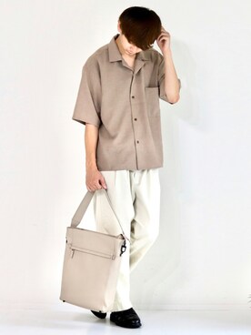 「MinoriTY（マイノリティ）の2タックテーパードワイドパンツ【MinoriTY × WEARISTA Mr.SZK（ミスタースズキ）コラボ】（スラックス）」を使った、やーこん🦊︎︎︎︎︎︎︎︎︎︎︎︎☑︎さん（メンズ・172cm）の夏コーディネート