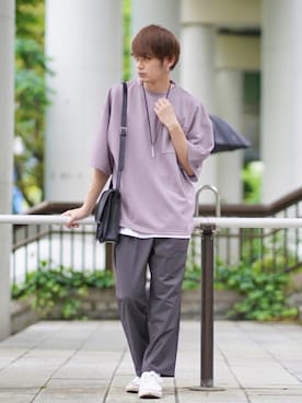 「DEVICE（デバイス）の【WEARISTA こーせ ×DEVICE コラボ】Rename フロントバックル ショルダーバッグ（ショルダーバッグ）」を使った、やーこん🦊︎︎︎︎︎︎︎︎︎︎︎︎☑︎さん（メンズ・172cm）の春コーディネート