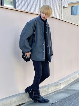 「大学生」｜「アイテム（スタジャン）」を使った、やーこん🦊︎︎︎︎︎︎︎︎︎︎︎︎☑︎さん（メンズ・172cm）の秋コーディネート