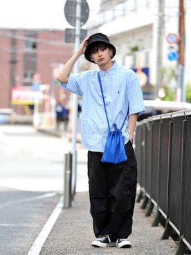 「MACK BARRY（マクベリー）のアイテム」を使った、やーこん🦊︎︎︎︎︎︎︎︎︎︎︎︎☑︎さん（メンズ・172cm）の夏コーディネート