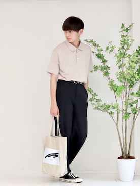 「URBAN RESEARCH ROSSO MEN（アーバンリサーチロッソメン）の『XLサイズあり』『抗菌/防臭』ハイパフォーマンスコットン天竺ポロシャツ（ポロシャツ）」を使った、やーこん🦊︎︎︎︎︎︎︎︎︎︎︎︎☑︎さん（メンズ・172cm）の夏コーディネート