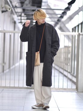 「CASPER JOHN（キャスパージョン）のアイテム（チェスターコート）」を使った、やーこん🦊︎︎︎︎︎︎︎︎︎︎︎︎☑︎さん（メンズ・172cm）の冬コーディネート