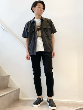 「abahouse」｜「アイテム（スリッポン）」を使った、ちよのぶさん（メンズ・174cm）の夏コーディネート