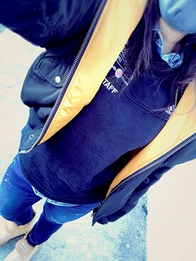 「MOUSSY（マウジー）のアイテム（MA-1）」を使った、okdaaamyさん（レディース・160cm）の冬コーディネート