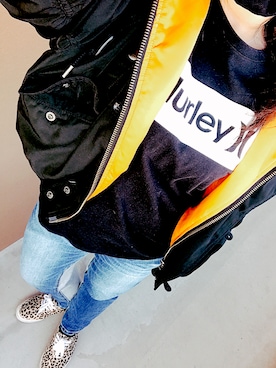 「MOUSSY（マウジー）のアイテム（MA-1）」を使った、okdaaamyさん（レディース・160cm）の冬コーディネート