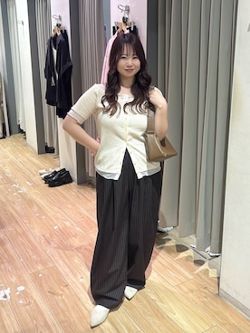 「LOWRYS FARM（ローリーズファーム）のイージーワイドコクーンパンツ 327286（その他パンツ、ブラウン系）」を使った、nanoさん（レディース・152cm）の春コーディネート