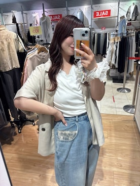 「LOWRYS FARM（ローリーズファーム）のアイテム（ジャケット/アウター）」を使った、nanoさん（レディース・152cm）の春コーディネート