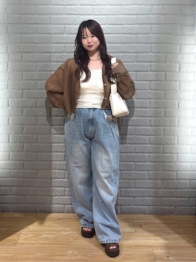 「LOWRYS FARM（ローリーズファーム）のステンレスフープチョーカー 127295（チョーカー、ゴールド系）」を使った、nanoさん（レディース・152cm）の春コーディネート