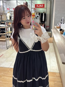 「LOWRYS FARM（ローリーズファーム）の【接触冷感】ベーシックノースリーブ　1043004（Tシャツ/カットソー、ホワイト系）」を使った、nanoさん（レディース・152cm）の夏コーディネート