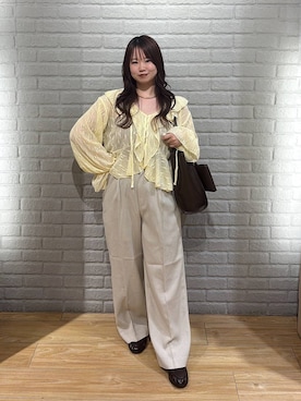 「LOWRYS FARM（ローリーズファーム）のステンレスフープチョーカー 127295（チョーカー、ゴールド系）」を使った、nanoさん（レディース・152cm）の春コーディネート