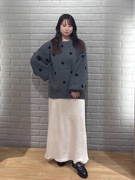 『未使用』ドットジャガードニットプルオーバー　LOWRYS FARM グレー 未使用』ドットジャガードニットプルオーバー LOWRYS FARM グレー