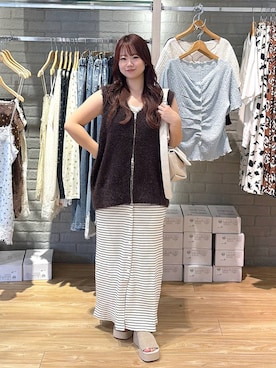 「LOWRYS FARM（ローリーズファーム）のアイテム（ベスト）」を使った、nanoさん（レディース・152cm）の夏コーディネート