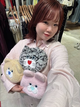 「LOWRYS FARM（ローリーズファーム）のオーバーBOXシャツ　1051616（シャツ/ブラウス、ピンク系）」を使った、nanoさん（レディース・152cm）の秋コーディネート