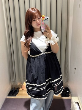 「LOWRYS FARM（ローリーズファーム）の【接触冷感】ベーシックノースリーブ　1043004（Tシャツ/カットソー、ホワイト系）」を使った、nanoさん（レディース・152cm）の夏コーディネート