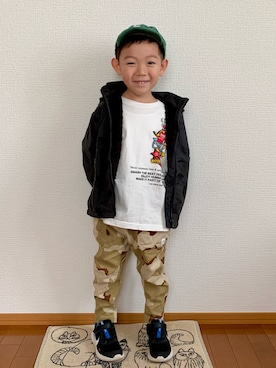 「5歳」｜「アイテム（ナイロンジャケット）」を使った、kan1208さん（キッズ・100cm）の冬コーディネート