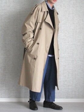 「ADAM ET ROPE'（アダムエロペ）のアイテム（トレンチコート）」を使った、Laitoさん（メンズ・169cm）の秋コーディネート
