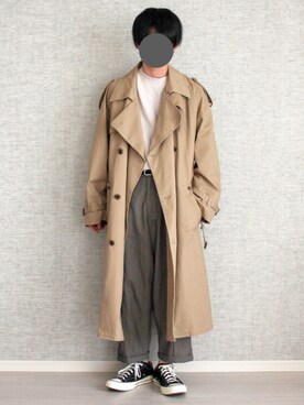 「ADAM ET ROPE'（アダムエロペ）のアイテム（トレンチコート）」を使った、Laitoさん（メンズ・169cm）の冬コーディネート