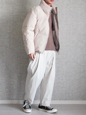「アイテム（ダウンジャケット/コート、ホワイト系）」を使った、Laitoさん（メンズ・169cm）の秋コーディネート