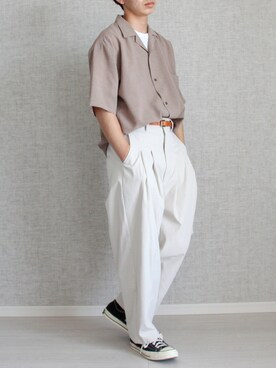 「Lui's（ルイス）のナローベルト（ベルト）」を使った、Laitoさん（メンズ・169cm）の夏コーディネート