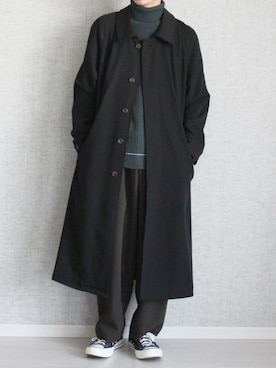 「kutir」｜「アイテム（ステンカラーコート）」を使った、Laitoさん（メンズ・169cm）の秋コーディネート