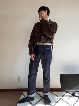 「ADRER（アドラー）のHigh sole leather heel boots/ハイソールレザーヒールブーツ（ブーツ）」を使った、けんとさん（メンズ・177cm）の春コーディネート