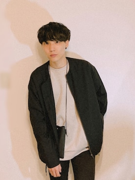 「黒スキニー」｜「アイテム（ノーカラージャケット）」を使った、konさん（メンズ・171cm）の秋コーディネート