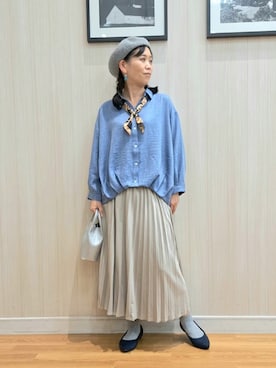 「アイテム（ハンチング/ベレー帽）」を使った、さおさん（レディース・154cm）の秋コーディネート