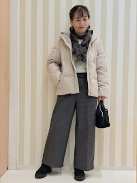 「アイテム（ストール/ショール）」を使った、さおさん（レディース・154cm）の冬コーディネート