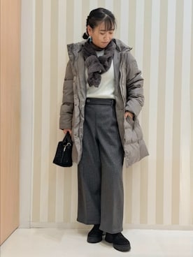 「アイテム（ストール/ショール）」を使った、さおさん（レディース・154cm）の冬コーディネート