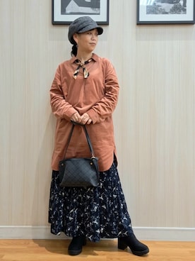 「アイテム（チュニック）」を使った、さおさん（レディース・154cm）の秋コーディネート