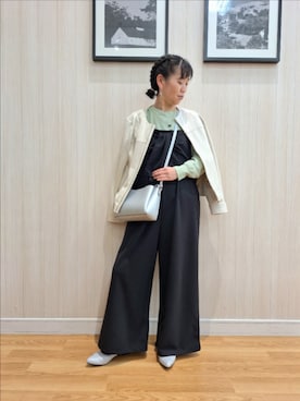 「アラフォーコーデ」｜「アイテム（オールインワン・サロペット）」を使った、さおさん（レディース・154cm）の春コーディネート