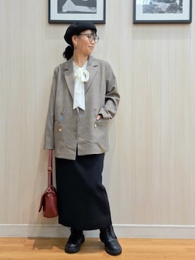 「アイテム（ハンチング/ベレー帽）」を使った、さおさん（レディース・154cm）の秋コーディネート