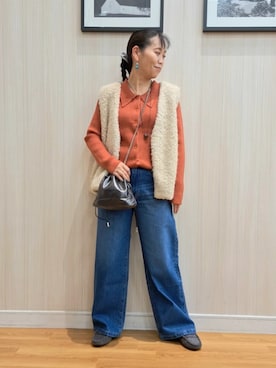 「アイテム（ショルダーバッグ）」を使った、さおさん（レディース・154cm・40代）の秋コーディネート