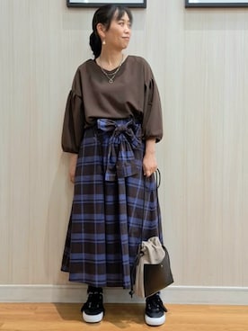 「アイテム（ショルダーバッグ）」を使った、さおさん（レディース・154cm・40代）の秋コーディネート