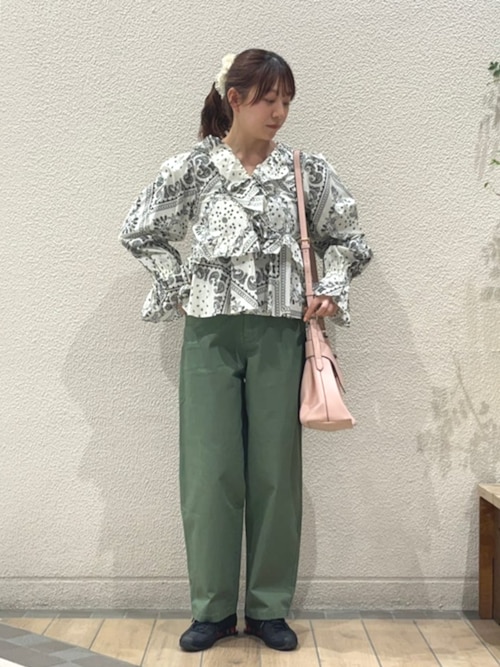 SHIPS any:〈洗濯機可能〉バンダナ プリント カシュクール フリル