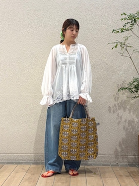 「BINDU（ビンドゥー）のアイテム」を使った、鞠子さん（レディース・158cm）の夏コーディネート