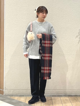 「アイテム（キーホルダー、ベージュ系）」を使った、鞠子さん（レディース・158cm）の秋コーディネート