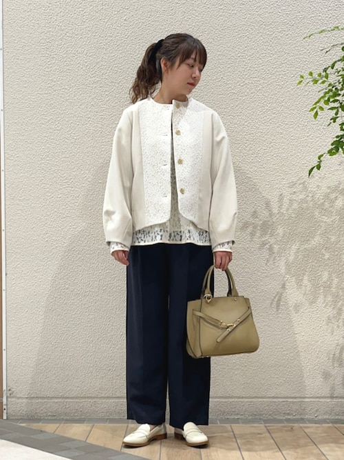 SHIPS any:〈手洗い可能〉フラワー レース クルーネック ペプラム